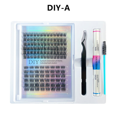 AMELIELASH Midnight DIY Lash Extension Kit, 96-280 pcs Eyelash Clusters Kit Lash Bond and Seal, Applicator for Individual False Eyelashes Kit Lash Extensions(0.07 D-Mix 8-16mm Kit)