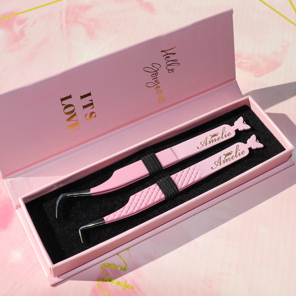 Amelie Tweezer DUO kit Pink Fiber Tip Collection