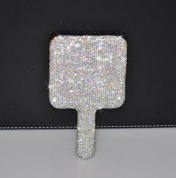 Bling Rhinestone Eyelash Heart Handheld Mirror