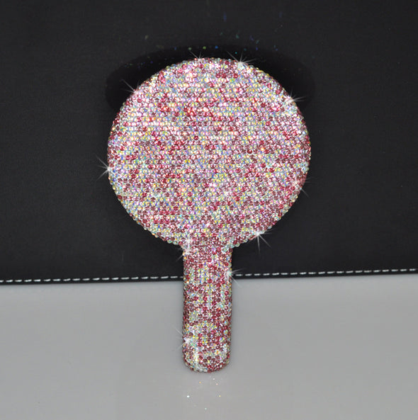 Bling Rhinestone Eyelash Heart Handheld Mirror